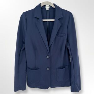 J. Crew J Crew Factory 8 Ponte Work Single Breasted Blazer Navy Blue